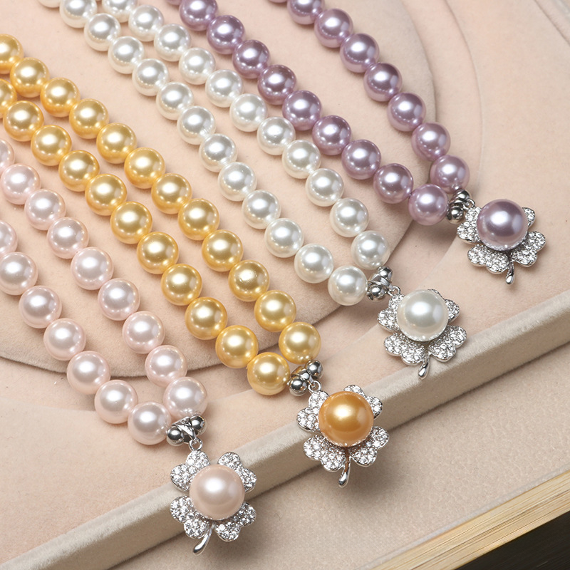 ❤️15k 🔥Four-leaf Clover Pendant Akoya Pearl Jewelry Set
