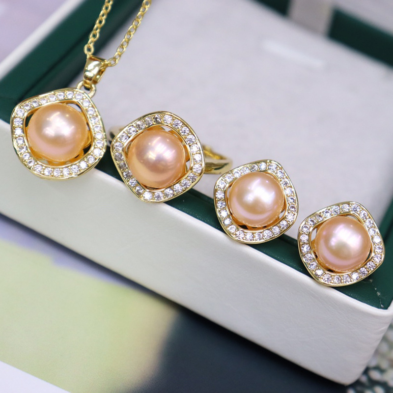 ❤️36k Akoya Pearl Jewelry Three-piece Set (Necklace, Ring, Earrings)