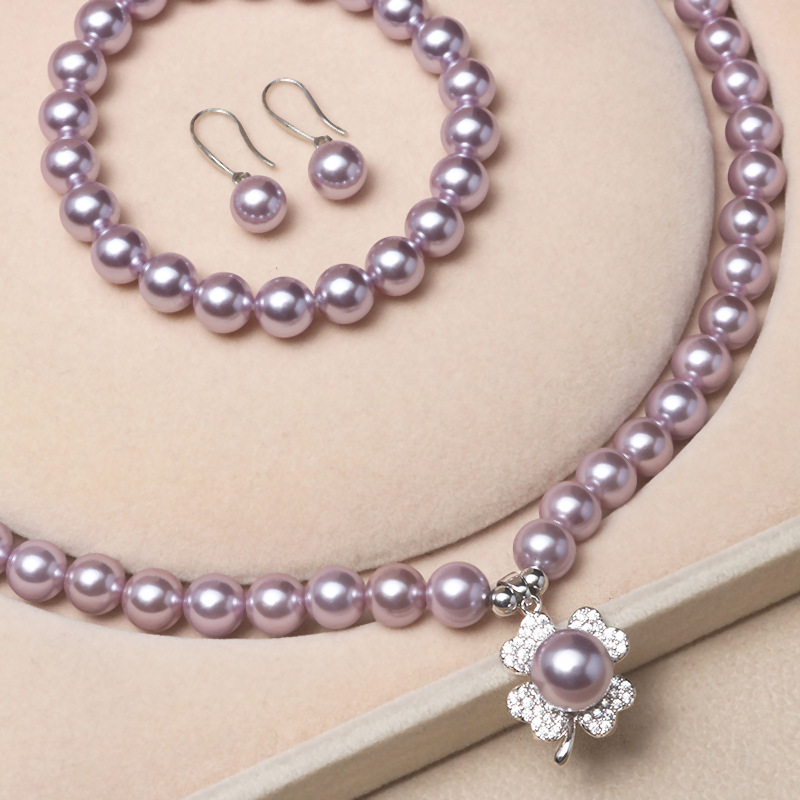 ❤️15k 🔥Four-leaf Clover Pendant Akoya Pearl Jewelry Set