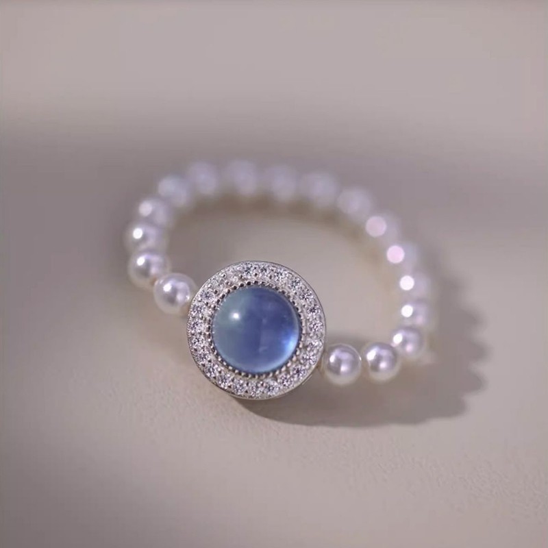 ❤️15k-2 Aquamarine Pearl Set | 925 Sterling Silver