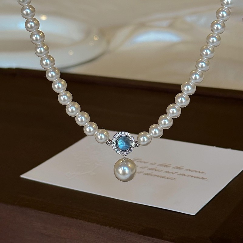 ❤️15k-2 Aquamarine Pearl Set | 925 Sterling Silver