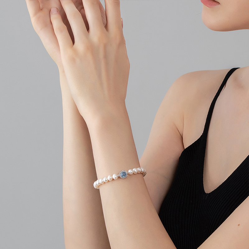 ✨36-2 AAAA Akoya Aquamarine Pearl Bracelet