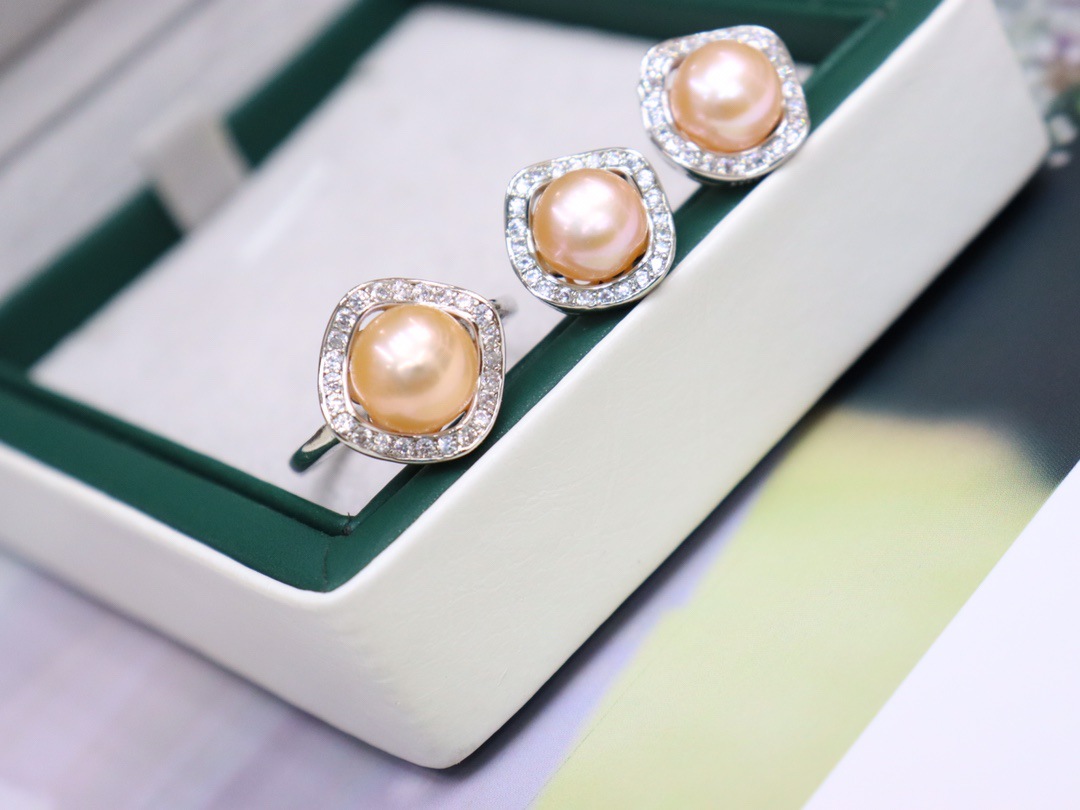 ❤️36k Akoya Pearl Jewelry Three-piece Set (Necklace, Ring, Earrings)